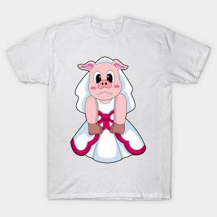 Pig as Bride with Wedding dress T-Shirt